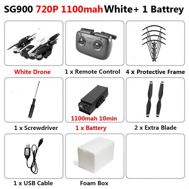 W720P1100mAh1B Foam SG900 50x Zoom RC Drone With 4K HD Camera Professional selfie FPV 22minutes long flight Quadcopter Follow Me Helicopter Toy - Цвет: W720P1100mAh1B Foam
