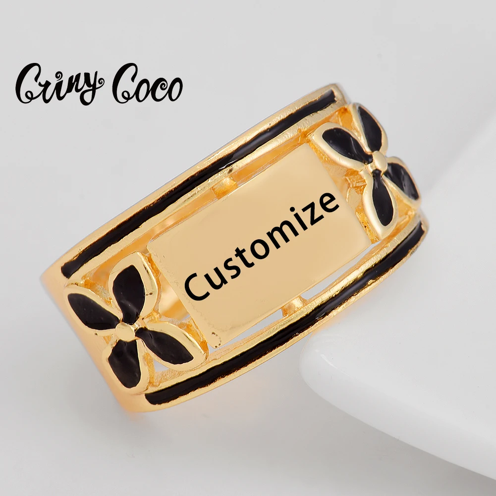 

2021 Personalized Name Ring Trendy Polynesian Hawaiian Custom Flower Letter Jewelry Rings for Women Girl Party Wedding Accessory