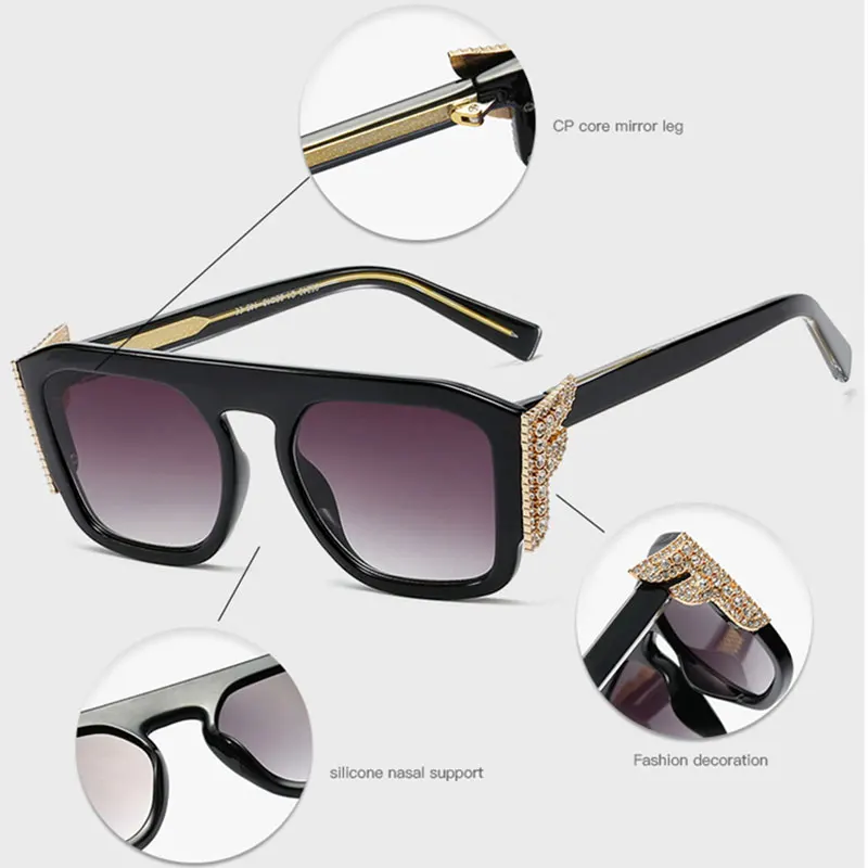 mimiyou Diamond Square Sunglasses Women Wing Shape Retro Fashion Men Sun Glasses Brand UV400 Eyeglasses Shades | Аксессуары для