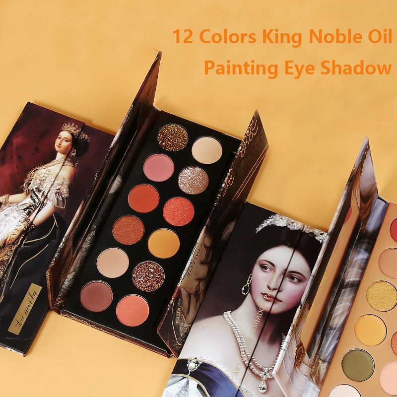 

12 Colors Oil Painting Eyeshadow Palette Valentine's Day Girlfriend Gift Waterproof Shiny Matte Eye Shadow Facial Make Up Tools