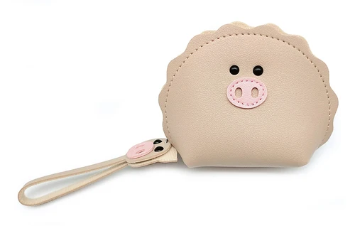 beige Кошелек для монет из искусственной кожи с рисунком поросенка из мультфильма, прозрачный кошелек, кошелек для мелочи на молнии, подарок для девочки, мини-кошелек, кошелек для карт, держатель для карт - Цвет: beige