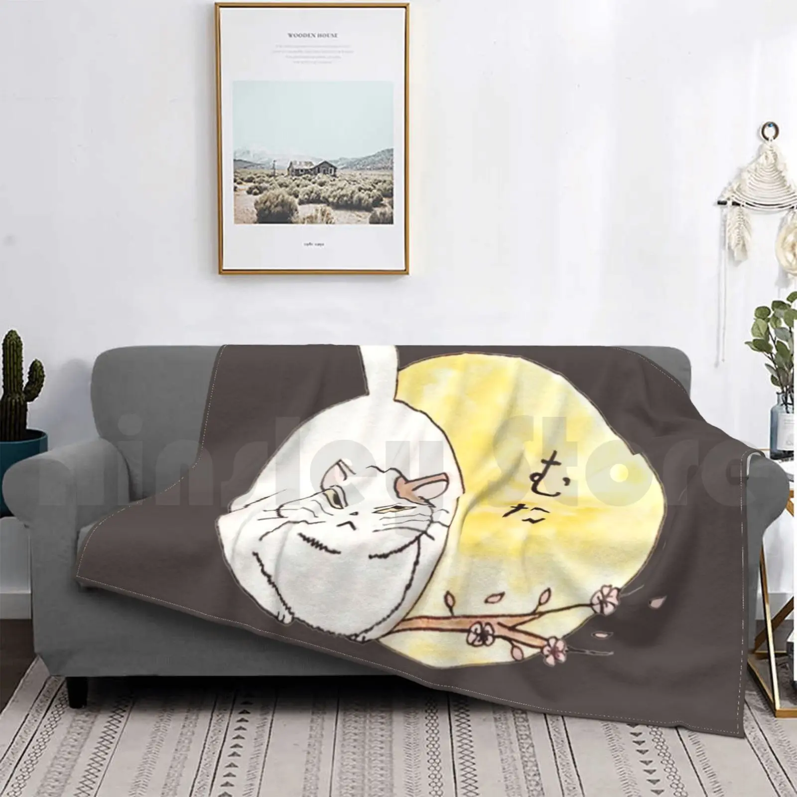 Одеяло Muta для дивана кровати путешествий Япония вишневый цвет Мута толстый кот