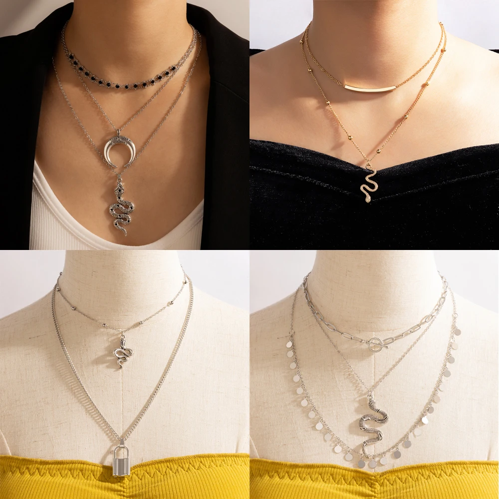 Tocona Boho Змея ожерелье для женщин очаровательные Многослойные кисточкой в виде