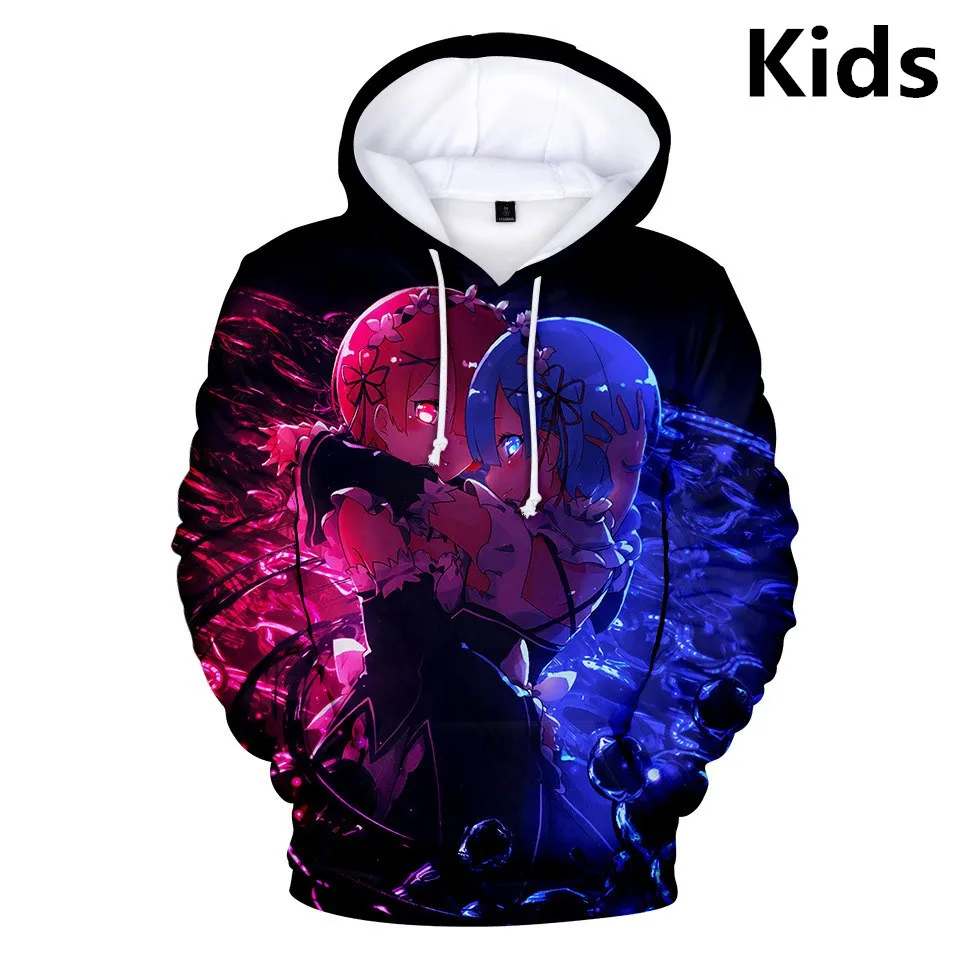

3 To 13 Years Kids Hoodies Re Zero Rem Ram 3D Printed Hoodie Sweatshirt Boys Girls Long Sleeve Cartoon Jacket Coat Teen Clothes