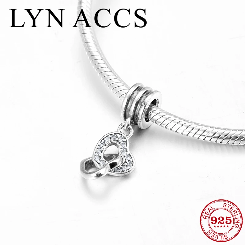 Настоящее серебро 925 пробы любовь с первого взгляда двойные бусины подвески в