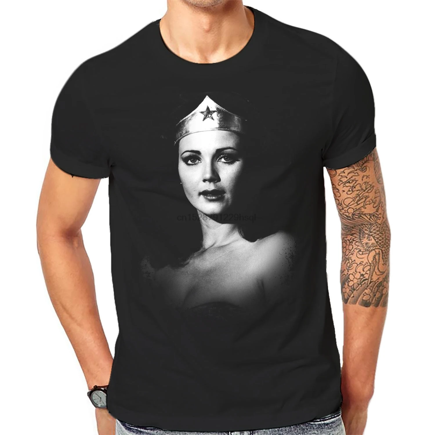 Мужская классическая футболка с круглым вырезом Wonder Lynda Carter футболки принтом из