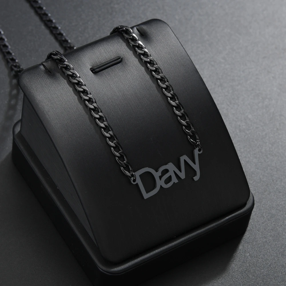 Diamon Новый 2020 заказной нержавеющей стали имя письмо черный Прохладный чокер