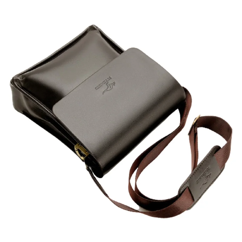 

PosBuy Briefcase Men's PU Leather Shoulder Messenger Bag Cross Body Side Bag Men Casual Zipper Black Brown Business Flap Handbag