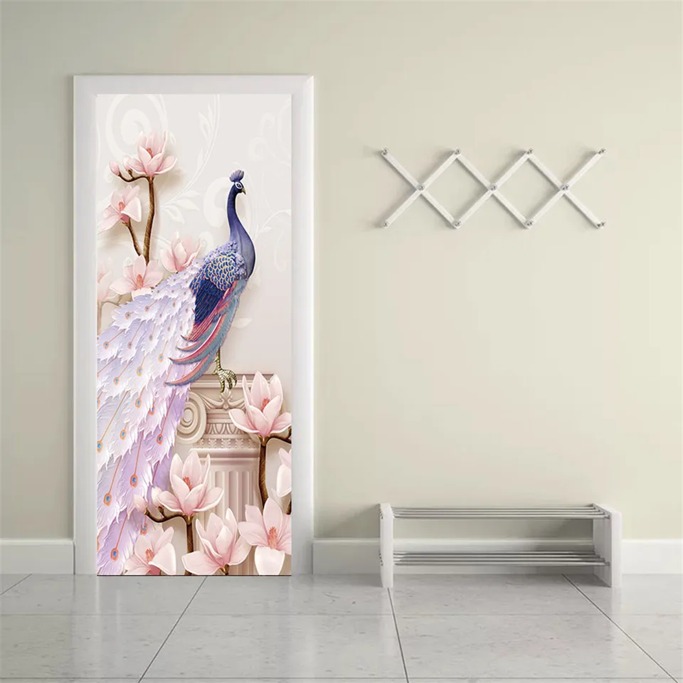 Простые Модные ПВХ двери наклейки для семьи гостиная спальня украшения ремонт