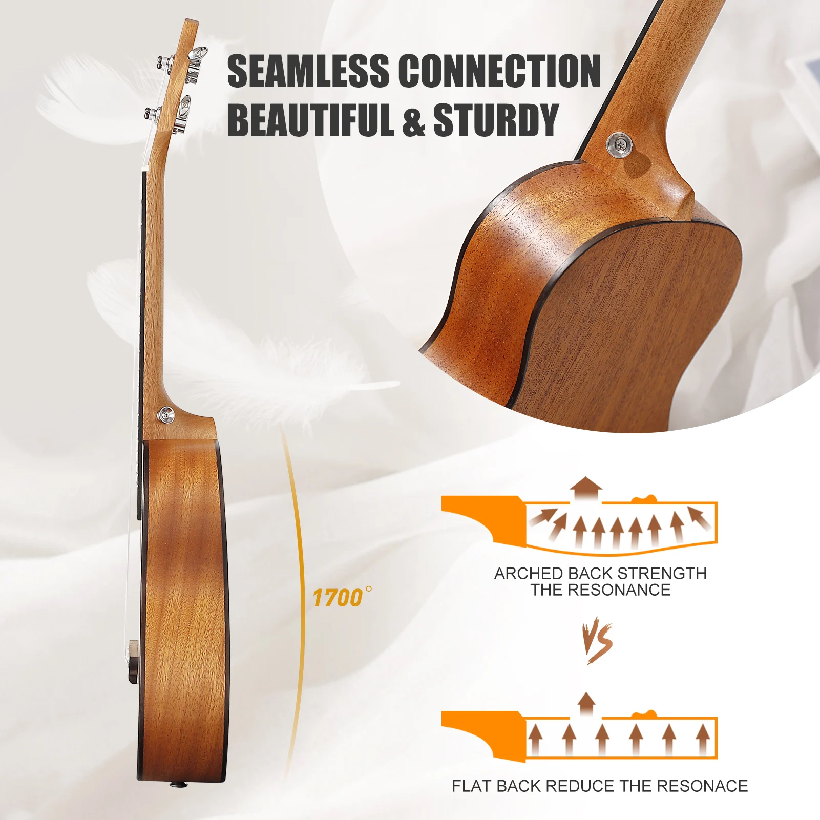 Acouway 24 "дюймовый концертный Гавайский Еловый топ из красного дерева задняя