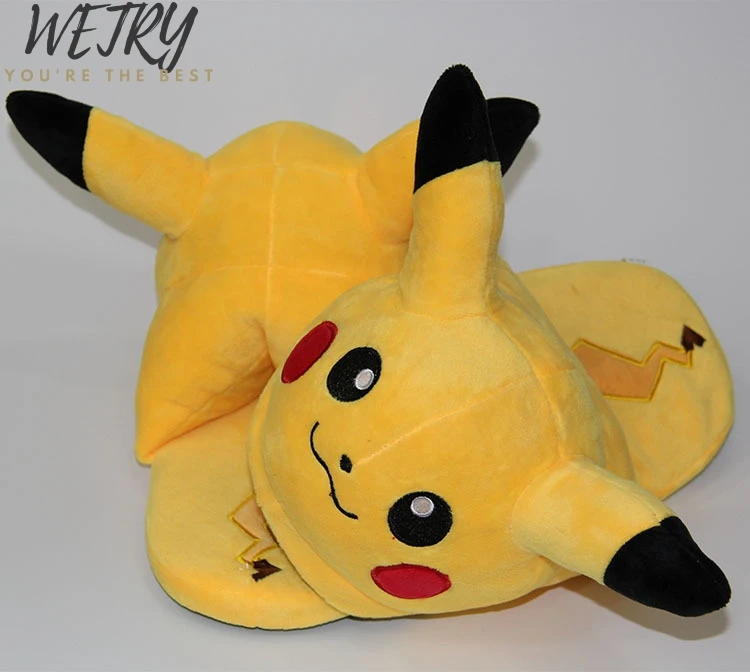 Cartoon Slippers Новинка; аниме мультфильм с покемоном; тапочки для влюбленных; теплые женские тапочки; обувь из плюша с шариками эльфа и Пикачу; домашние тапочки для детей - Цвет: Cartoon Slippers