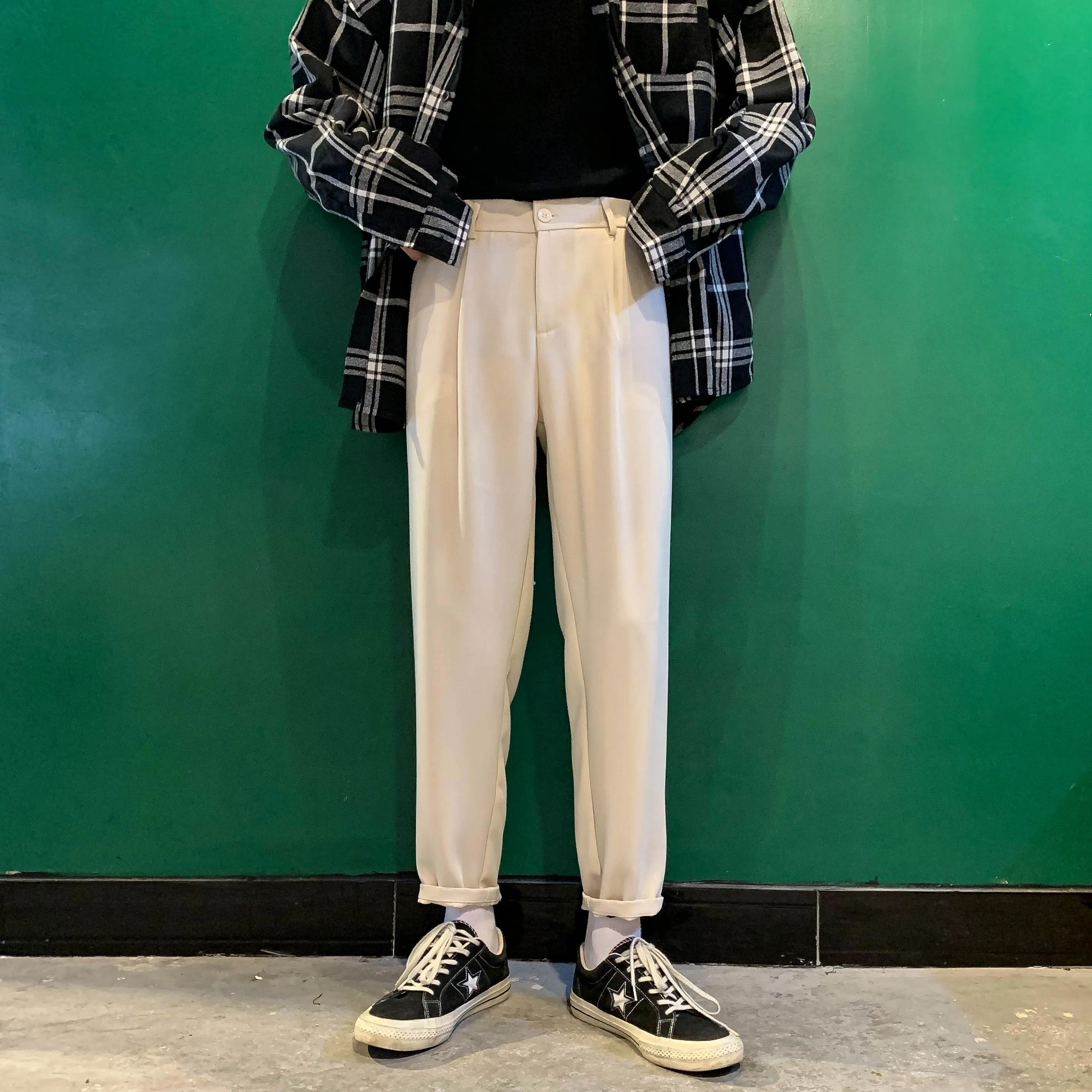 Модные мужские повседневные шаровары из хлопка черные/белые штаны высокого