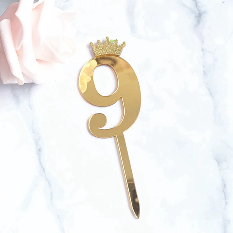 0 9 номерам топперы для торта с днем рождения Милая Корона номер торт флаг