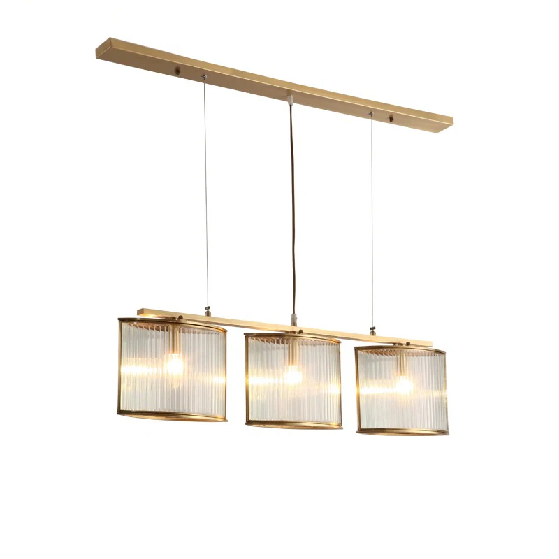 

All copper three-head combination chandelier, simple living room, dining room, bar counter, post-modern light luxury lamp