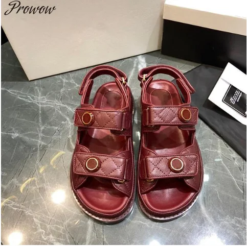 

Prowow Summer New Ladies Sandals All Comfortable Leisure Simple Casual Shoes Banquet Open Toe Thick Bottom Word Band Sandals