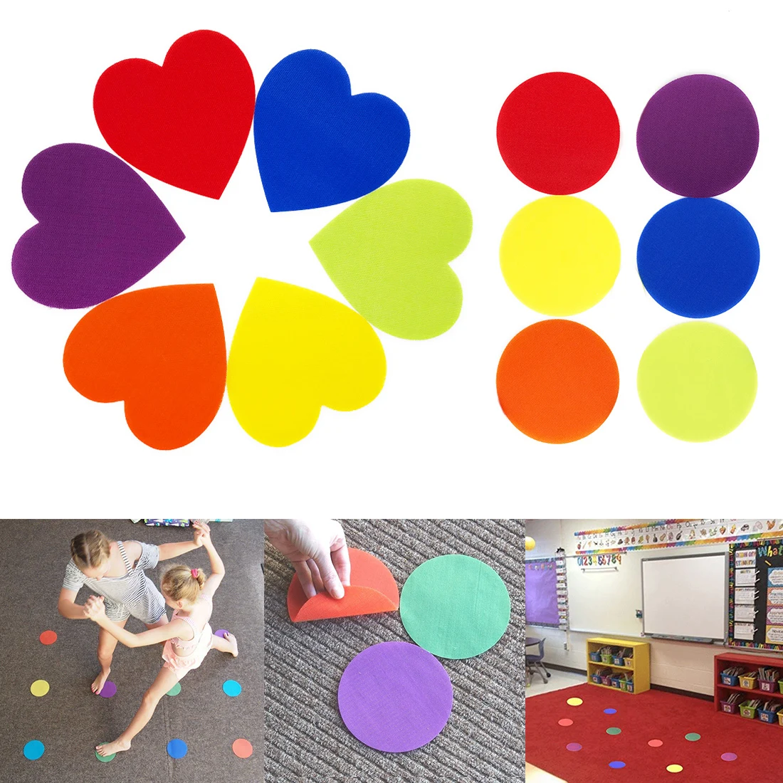 5 пар наклеек на ковер Обучающие реквизиты цветные нейлоновые наклейки липучку