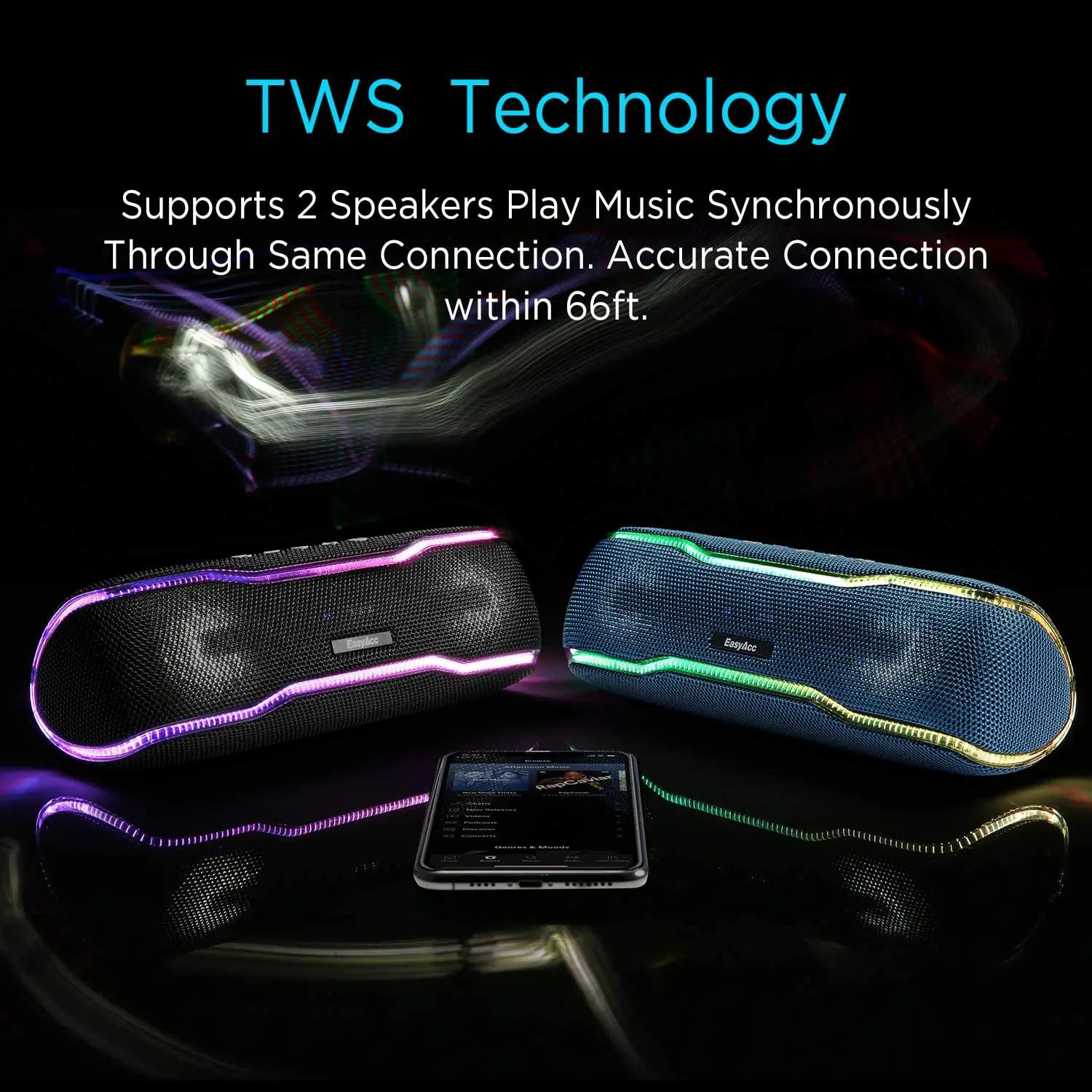 Портативная Bluetooth Колонка EasyAcc водонепроницаемая IPX7 колонка с двойным