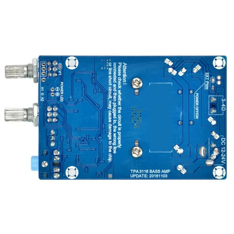 TPA3116 сабвуфер усилитель доска 100 Вт бас Выход DC12 24V цифровой небольшой Мощность