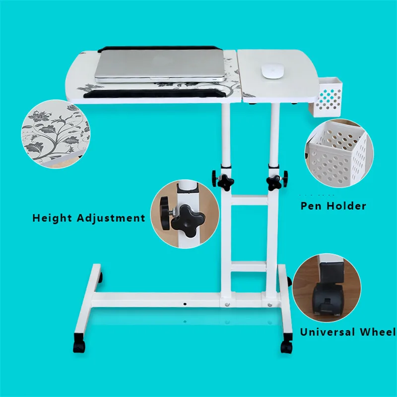 

Foldable Computer Laptop Table Adjustable Portable Desk Stand for Bed Can be Lifted Standing Desk W/ Mouse-Pad Bedroom Furniture