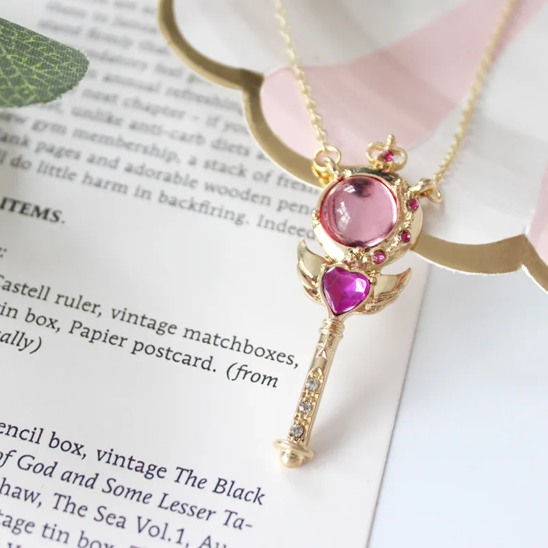 

Anime Sailor Moon Necklace Cosplay Props Loving Wand Crystal Pendant Girls Gifts