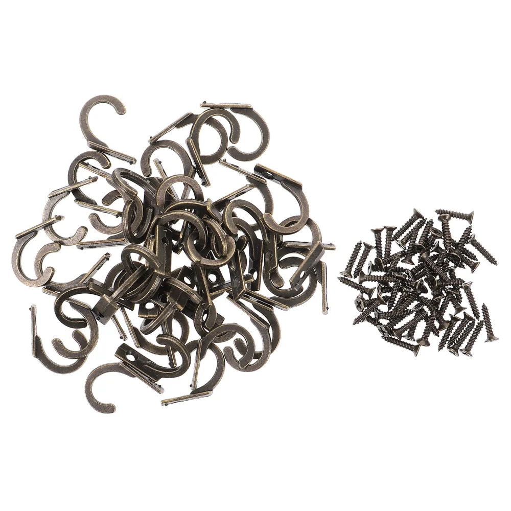 

50pcs Antique Style Wall Hooks Retro Small Alloy Hook for Bags Hats (Bronze)
