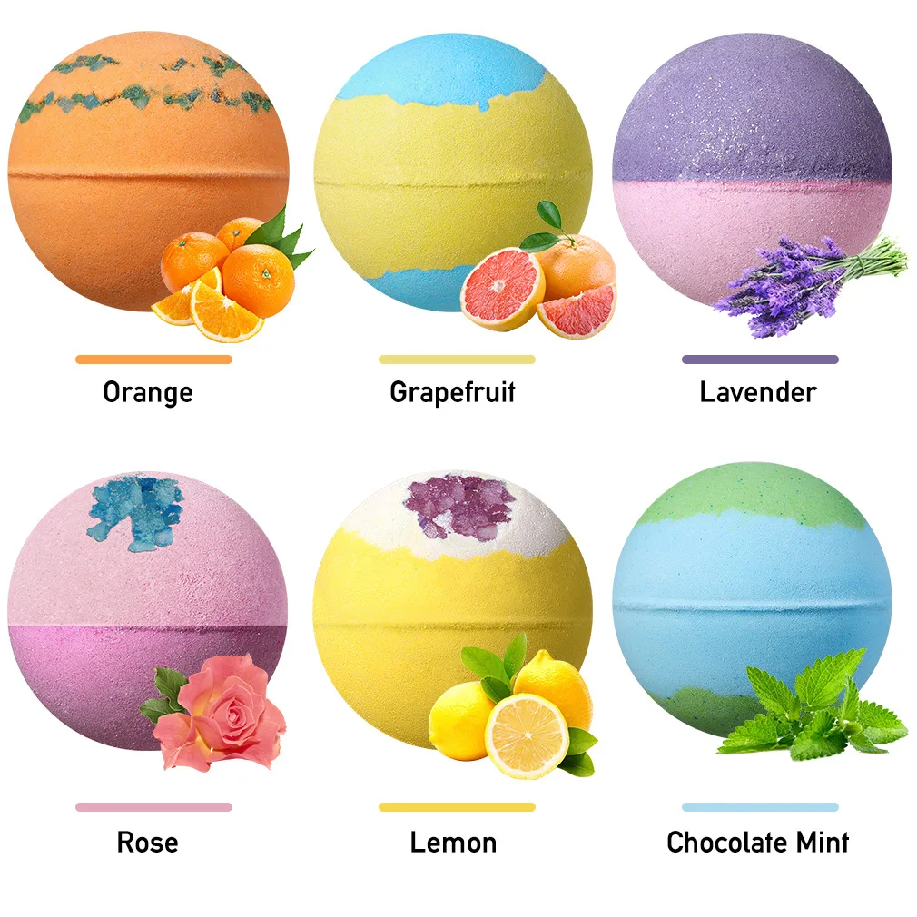 Two-color Fruit Bomb Bubble Bath Bomb Ball 100g 6 Pcs Essential Oil Bubble bath