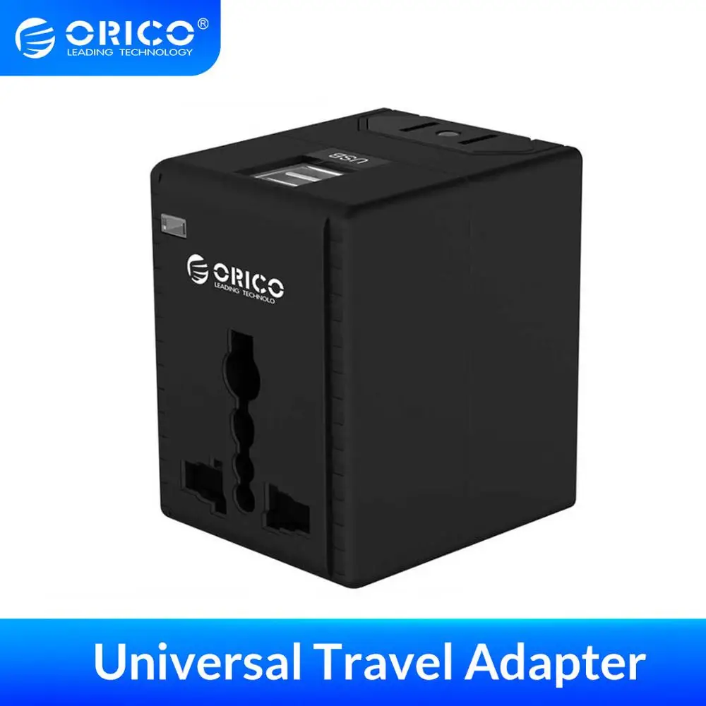 ORICO Универсальный адаптер питания дорожный конвертер все в одном с 2 USB розетками