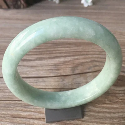 

Zheru Jewelry Natural Burmese Jade 54-64mm Light Green Bangle Elegant Princess Jewelry Best Gift