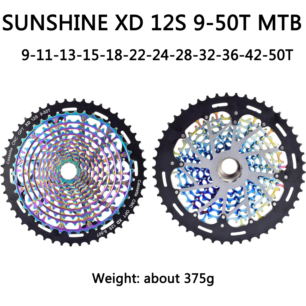 SUNSHINE MTB горный велосипед XD 11 12 Скорость 9T -50T CNC сплав Радуга сталь черный Кассетный