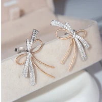 s925 sterling silver diamonds earrings for women bohemia bowknot christmas fine jewelry classic engagement silver earrings women