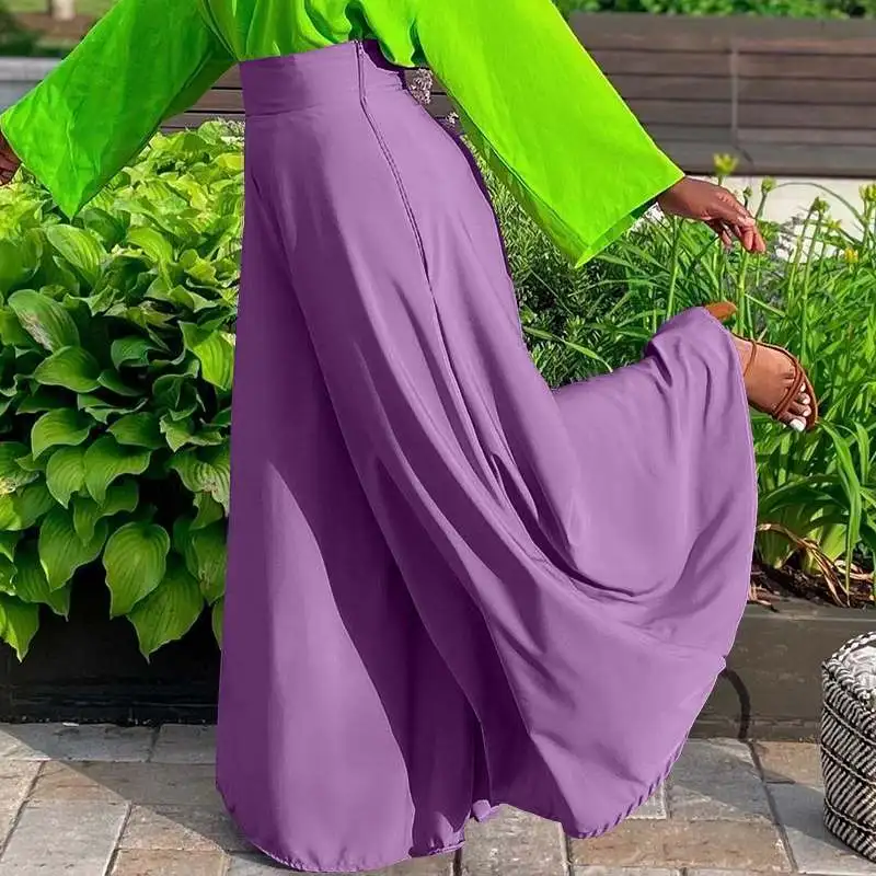 

Women Pants 2022 VONDA Vintage High Waist Zipper Elegant Office Ladie Trousers Casual Pants Pantalon Femme Wide Leg Pants