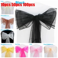50100pcs high quality sash organza chair sashes wedding chair knot decoration chairs bow band belt ties for banquet wedd