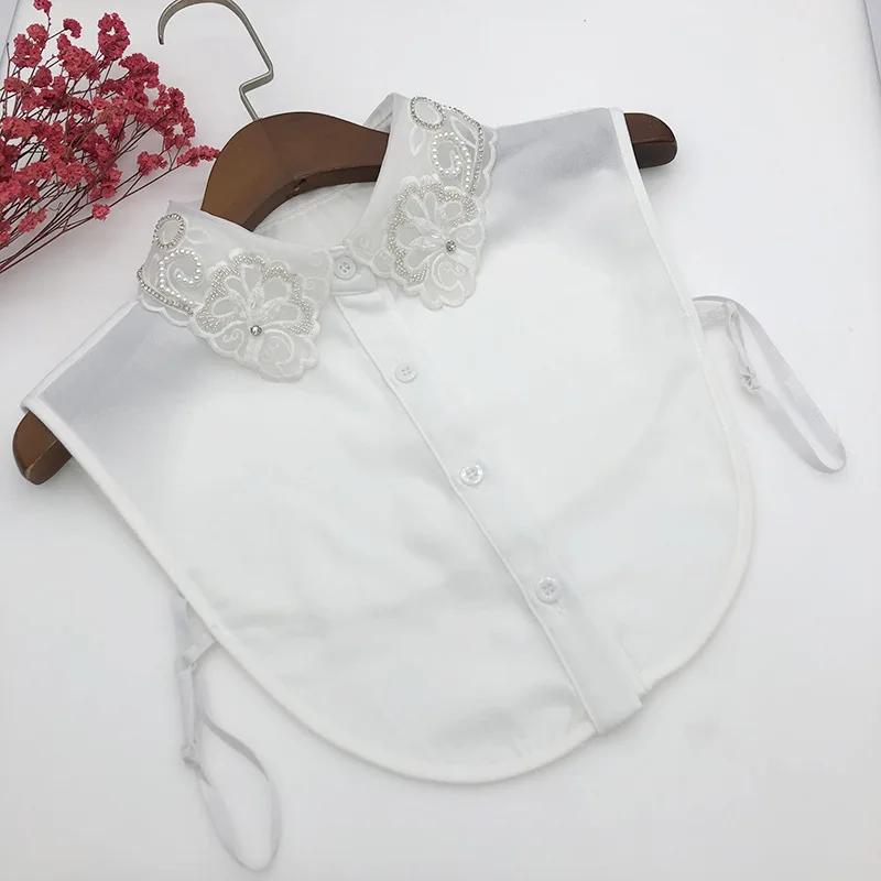 

Женская рубашка с вышивкой, ложный воротник, украшение из бисера ручной работы, модный воротник, блузка с отворотом, топ, галстук