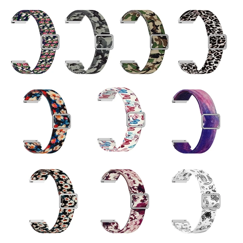

Nylon Elastic 20mm band Strap Watch Adjustable Nylon Replacement Wristband Training Colourful Silicone