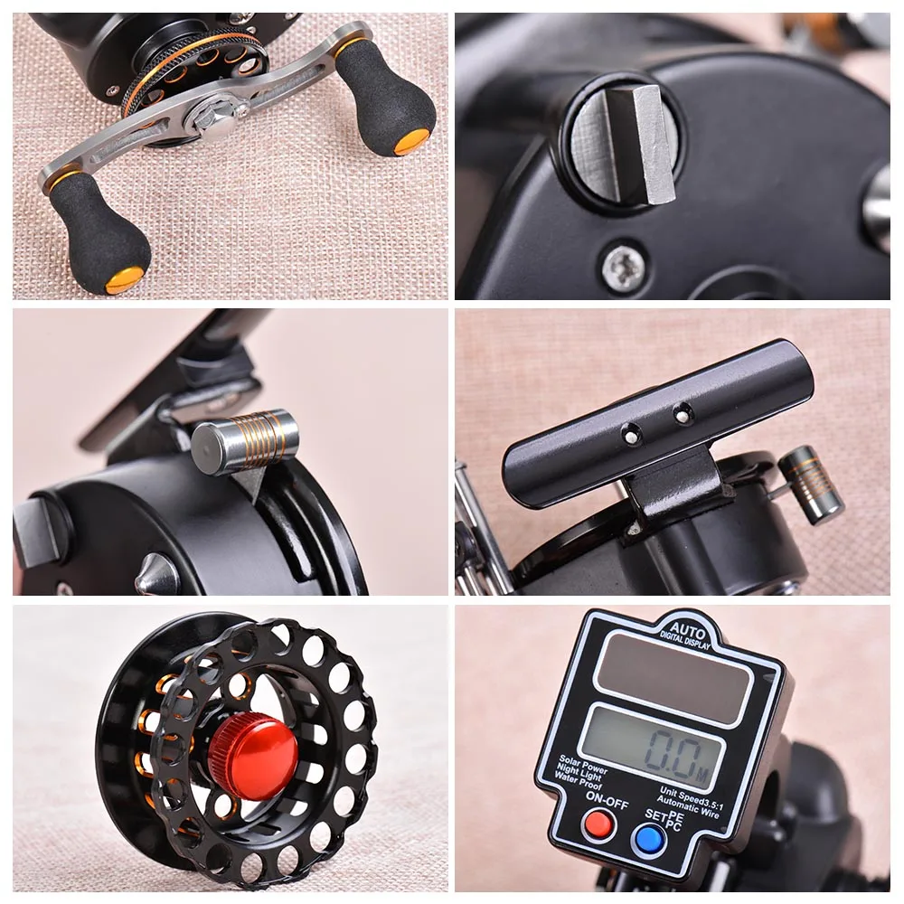 PureLeisure Raft Fishing Reel 4+1 BB 3.5:1 Gear Ratio Right/Left with Digital Line Counter Aluminum Spool Wheel | Спорт и