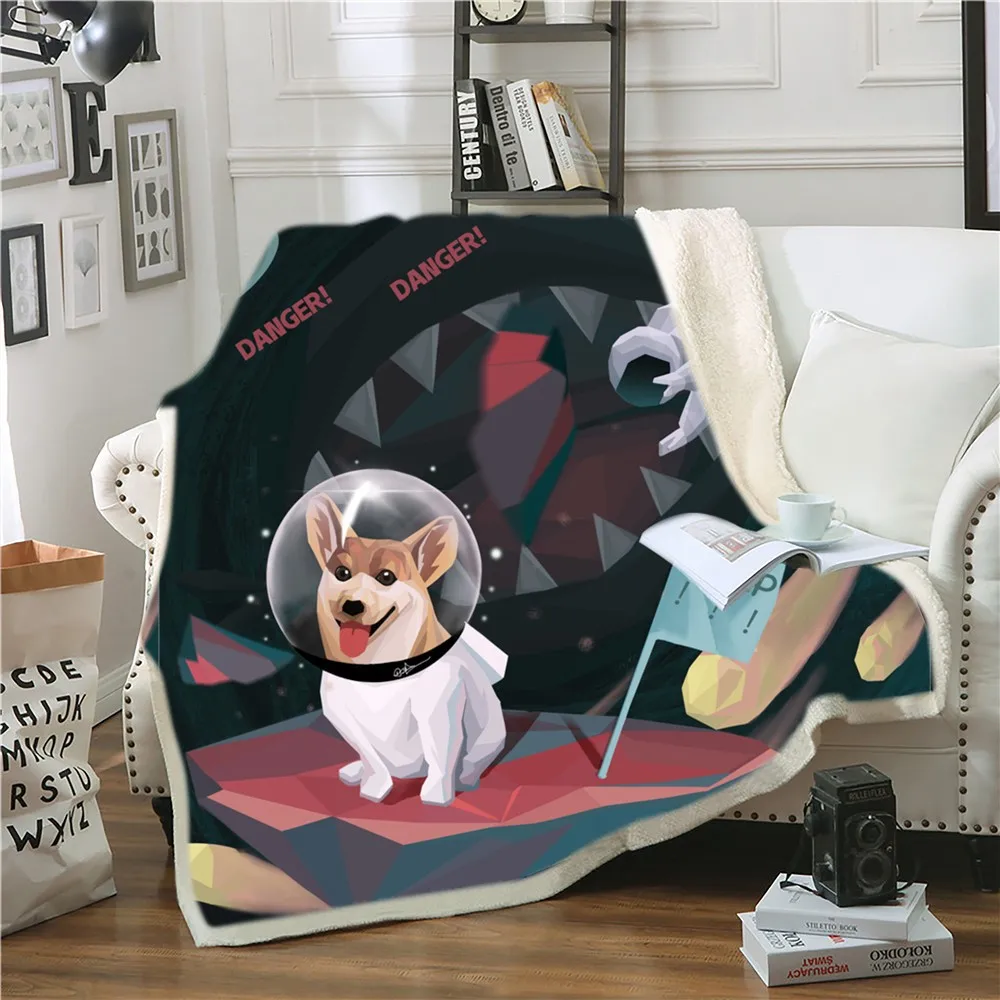 

Interstellar Drifting Sherpa Blanket Cats/Dogs Space Throw Blanket Christmas Gift Fleece Blanket For Bedroom Sofa Fluffy Blanket