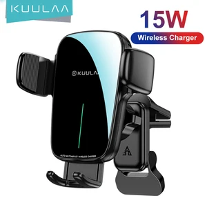 kuulaa 15w wireless charger car mount for air vent mount car phone holder intelligent infrared fast wireless charging charger free global shipping
