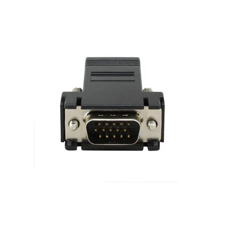 Новинка VGA RGB 15-контактный Удлинитель со штекером для Lan Cat5 Cat5e RJ45 Ethernet гнездовой