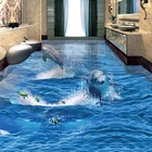 Пользовательские 3D обои ПВХ самоклеющиеся Водонепроницаемый океан Дельфин 3D наклейка на пол, фотообои Гостиная Ванная комната пол Декор стикер s