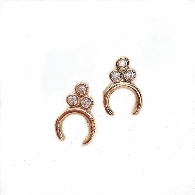 2020 Golden Fashion New Simple Cute Three-Rhinestone Earrings Jewelry For Women Girl Gift Stud Party Wedding | Украшения и