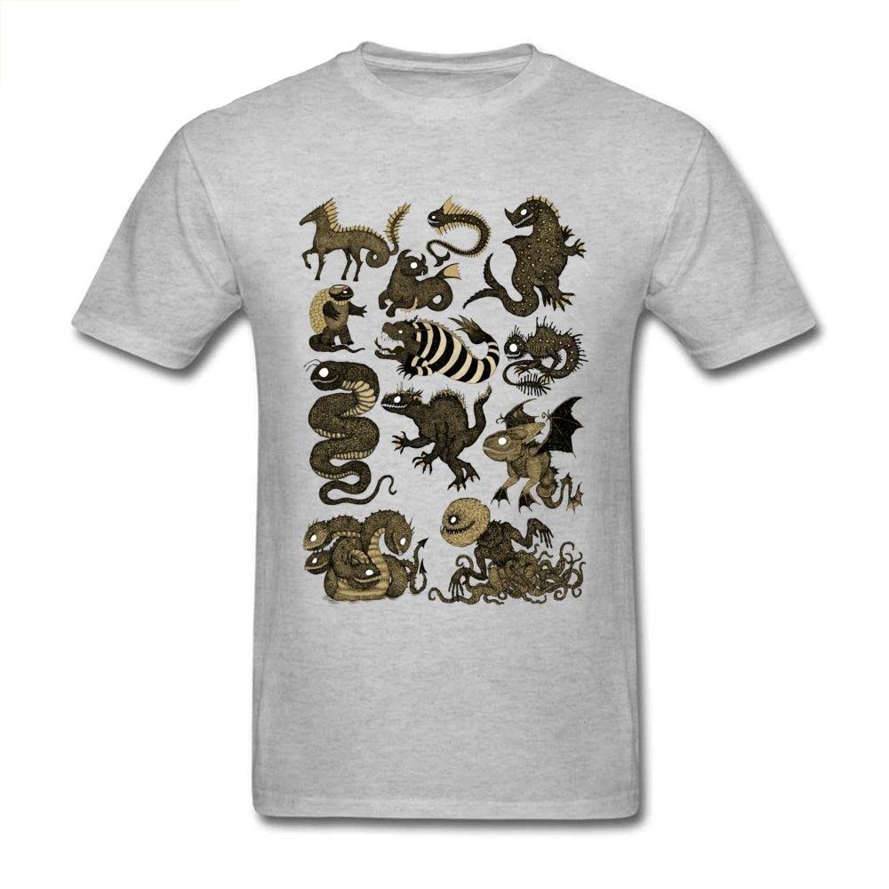 

Assorted Sea Monsters T-shirts Men T Shirt Grey TShirt Funky Tops Cotton Tees Cartoon Print Clothes Summer/Autumn