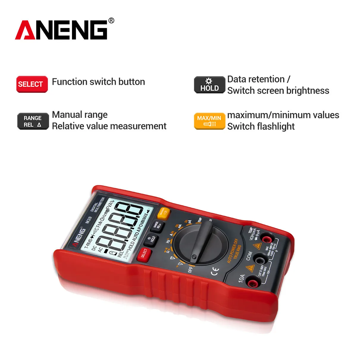 ANENG M20 мультиметр цифровой 6000 тестер multimeter щупы для мультиметра мультиметр esr meter токовые клещи транзистор тестер указатель напряжения транзисторов transistor tester вольтметр dc dc автомобильный