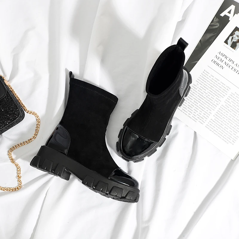 

Women Boots Black Sock Boots 2020 New Punk Gothic Women's Ankle Shoes Platform Shoes Women White Sock Boots Cool Ladies