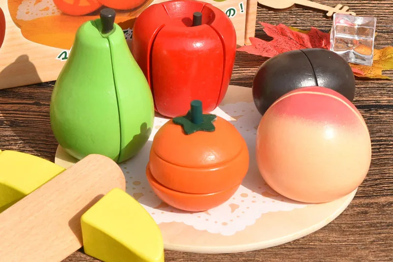 Дропшиппинг деревянная коробка набор для резки овощей деревянные игрушки детей