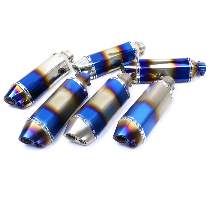 

Motorcycle Exhaust Dual Vent Pipe Without Muffler 51mm Diameter 370mm Length Stainless Steel Exhaust System For Modified