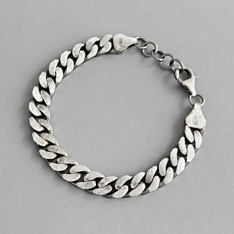 925 Sterling Silver Black Curb Cuban Chain Bracelets for Women Men Unisex Couple Bridesmaids Boho Bracelet Bangle | Украшения и