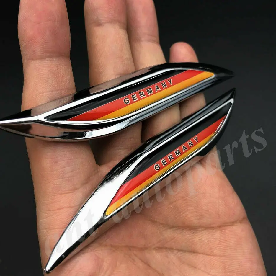 

Pair Metal Germany German Flag Car Fender Emblem Badge Decals Sticker Fairing