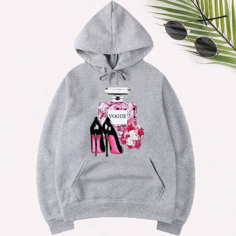 

Women Vogue Heels Perfume Japanese Autumn Spring Harajuku Cute Kawaii Funny Printed Hoodie Jacket Sweatwear