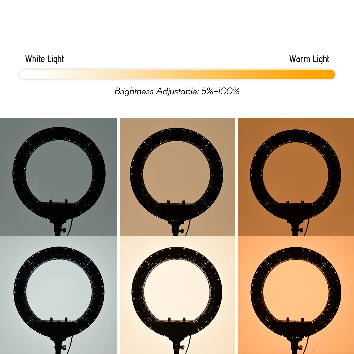 

18inch Video LED Ring Light Dimmable 3000-7000K with 3 Phone Clamps Phone Remote Shutter for Studio Photography Live Streaming