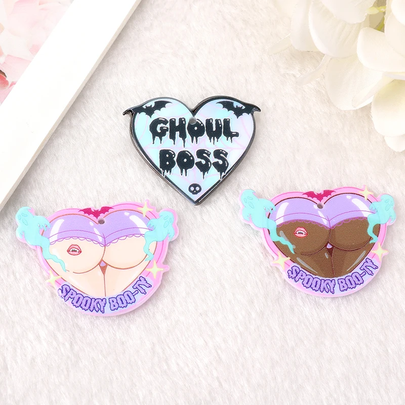 6 шт. Подвески на Хэллоуин пастельный Готический Гуль босс акриловые пушистые